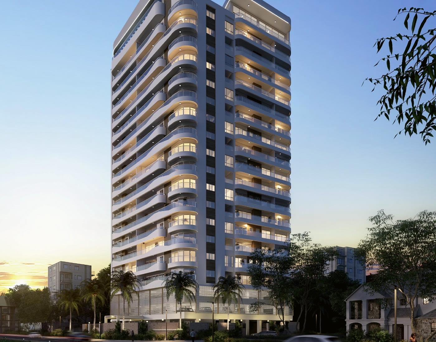 J and M Palms Residences tower at dusk on General Mathenge Road, Nairobi