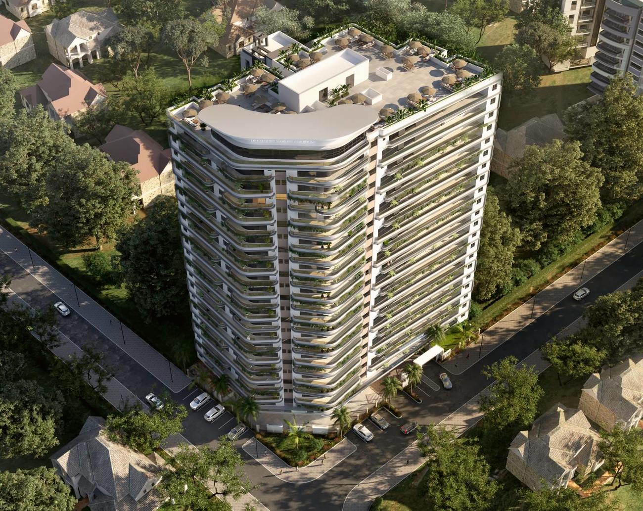 Karura Views Residency apartment tower seen from above, Mpaka Road, Westlands